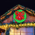 36 Inch Pre-lit Outdoor Christmas Wreath with Bow, Red Bow - Green Wreath by MULTI-SPARKING