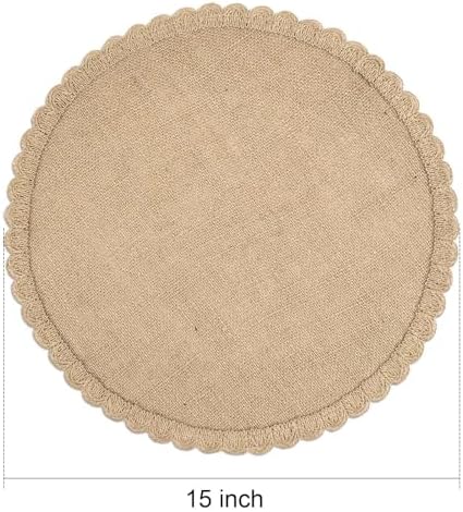 FunWheat Burlap Round Braided Placemats Set of 12 for Dining Tables 15 Inch Heat Resistant Jute Table Mats Farmhouse Natural Place mats for Decoration (Twist lace, 12pcs) - Image 2