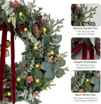 WANNA-CUL 24In Christmas Wreath for Front Door with 3M 30 LED Timer Lights - Image 3