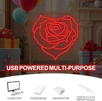 Heart Shaped Rose Neon Sign for Wedding Bedroom Romantic Floral Wall Decor - Image 5