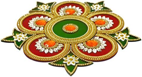 HANDICRAFT STOREROOM Handcrafted Decorative Diwali Rangoli Set-Multicolor Jewel Stones/kundan Decoration(Set of 11 Peases) by Unknown