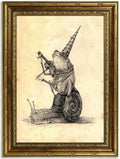 Gold Framed Frog Snail Musician Wall Art, Line Art Canvas Print, 16x12 by Qzzrin