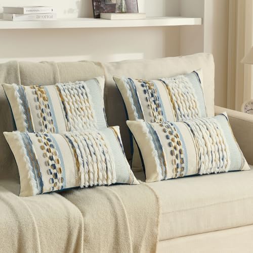 FUTEI 2 Pack Tufted Throw Pillow Covers Covers 45x45 cm,Navy+Brown - Image 5