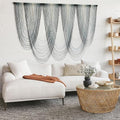 Macrame Wall Hanging Blue Dip Dyed Boho Tapestry Fiber Wall Art 57"W*41"L by IOWER