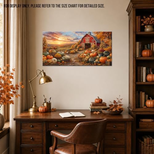 WAXWHELK Farmhouse Fall Canvas Wall Art, Rustic Autumn Pumpkin Barn Painting Pictures Thanksgiving Artwork for Living Room Bedroom Home Decor (12"x24") - Image 4