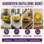 Handwoven African Basket Bowl for Fruits Wall Decor 8in diameter - Image 7