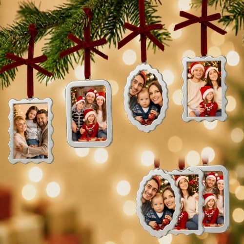 Fumete 9 Pcs Silver Christmas Picture Frame Ornaments 2.5 x 3.5 Inch by Fumete