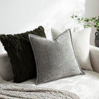 DEZENE Pack of 2 Light Gray Decorative Throw Pillow Covers 22x22 Cozy Soft Chenille Accent Vintage Square Couch Pillow Covers for Home Decor Bed Sofa Living Room - Image 4