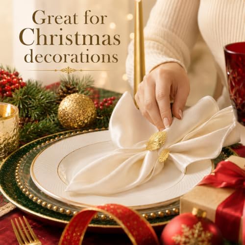 50Pcs Gold Leaf Napkin Rings Bulk Metal Napkin Holders for Wedding - Image 7