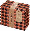 Urban Villa Cloth Napkins Cotton 12x12 (Set of 12) Orange/Black by CottonTrends