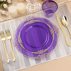 Bestluck 175PCS Clear Purple Plastic Plates for 25 Guests - Image 6