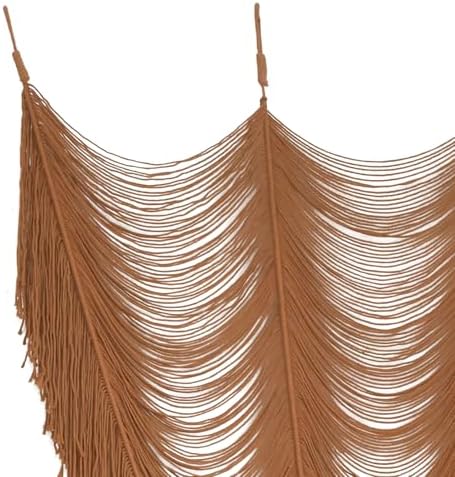 Macrame Curtain Boho Handmade Fiber Art Khaki Window Decor Yarn 59" W*75" L - Image 7