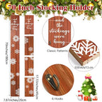 Cinnvoice Rustic 70 Inch Stocking Holder, 6 Hooks Freestanding Wood - Image 2