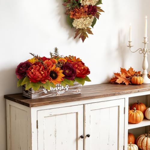 Fall Centerpiece for Table Fall Fake Flower in Pot Fall Floral Arrangement - Image 5