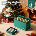 Christmas Ornament Storage Box Store 128 Ornaments, Extra Large Xmas Ornament Organizer Storage box with Lid & Adjustable Dividers, Holiday Decorations Storage Container with 8 Stackable Trays, Green - Image 5