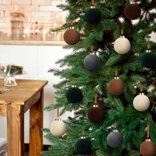Simgoing 15 Pcs Velvet Christmas Ornament 3.15'' Flocked Xmas Tree Ornament - Image 4