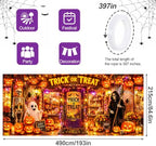 7x16FT Halloween TRICK OR TREAT Garage Door Banner Skeleton Witch Ghost Happy Hallowen Garage Door Cover Decoration for Hallowen Decoration - Image 4