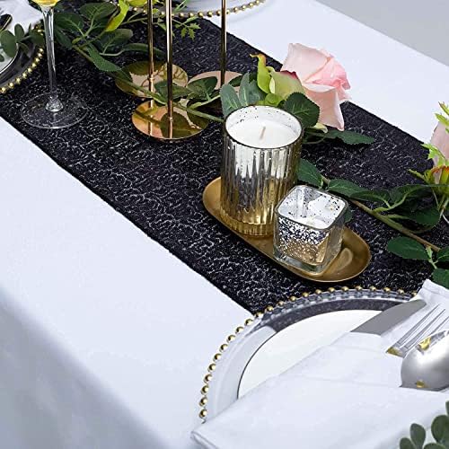 Black Sequin Table Runner 12 Pack, 12x108 Glitter Table Runners - Image 5