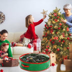 4 Pack 30 Inch Wreath Storage Containers, Hard Shell Garland Storage Bags with Handle Dual Zipper, Large Red Green Round Storages Box for St. Patrick's Day Wreath - Image 6