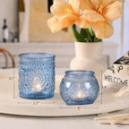 DARJEN 20 Pcs Large Blue Votive Candle Holder Glass Tea Light Candle Holder - Image 2