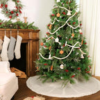 60 inch Christmas Tree Skirt: Large Tree Skirt for 9ft Tree, Braided Cable Knit Cream White Tree Skirt, Vintage Tree Skirts, Rustic Farmhouse Christmas Decorations - Image 4