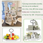 3 Tiered Tray Stand White Tier Serving Tray, Three Decorative Trays, Wooden Cupcake Stand 3 Tiered Farmhouse Tray for Home Decor(L 13.8” W 12.5” H 21.8”) - Image 4