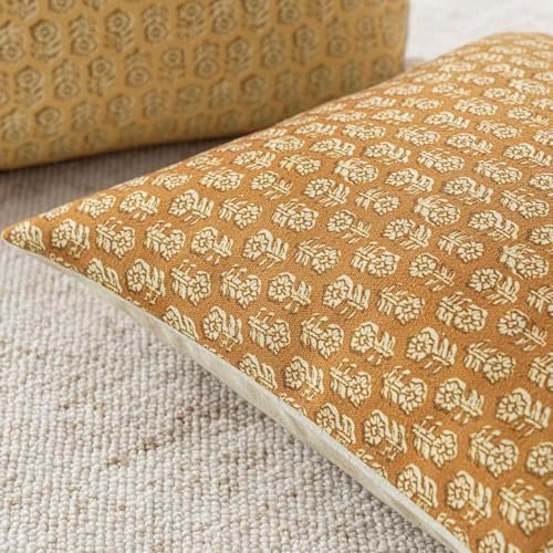 Foindtower Decorative Floral Print Throw Pillow Covers 24×24 Golden Orange - Image 3