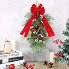 2 PCS 24" Artificial Christmas Teardrop Swag Pine Needles Teardrop Door Swag Christmas Norfolk Teardrop Wreath with Pinecone Berry for Front Door Xmas Mantle Wall Fireplace Indoor Outdoor Home Decor - Image 2