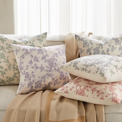 2 Pack French Floral Throw Pillow Covers 24x24in, Red/Cream - Image 6