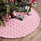 Civaner 48in Pink Gingerbread Christmas Tree Skirt Faux Fur - Image 5