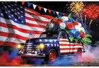 12x8ft 4Th of July Backdrop Car Colorful Flowers Independence Day Us Flag Decorations Background Memorial Veterans Day Newborn Party Birthday Party Banner Photo Booth - Image 4