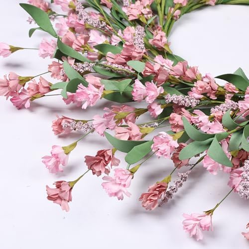 24" Spring Wreaths for Front Door Not Withering Artificial Floral Wreath with Wildflowers Summer Decorations for Indoor Outdoor Window Wall Farmhouse Porch Wedding Easter Home Decor Blush Pink - Image 2
