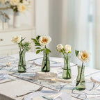 Glasseam Glass Bud Vases for Centerpieces: Clear Flower Vase Set of 12 Modern Small Vases for Flowers Minimalist Cute Decorative Vases for Decor Wedding Table Dining Room Decoration Green - Image 4