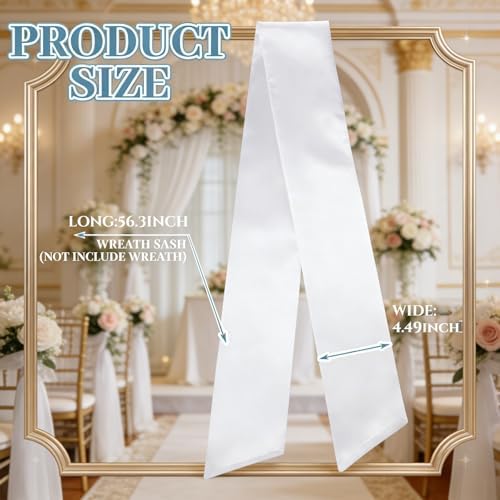 Dream Loom Wreath Sash for Front Door, 12pcs White Wreath Sash Garland Ribbon Accessories for Xmas Party Yard Doorway Indoor Outdoor Wall Wedding Decor - Image 6
