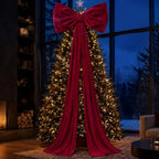Canlierr Large Christmas Tree Topper Bow Decorations 27 x 78 in Velvet Red by Canlierr