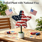 2 Pack 25.6" Patriotic Star Topiary Trees w/ 4 Flags for 4th of July - Image 2