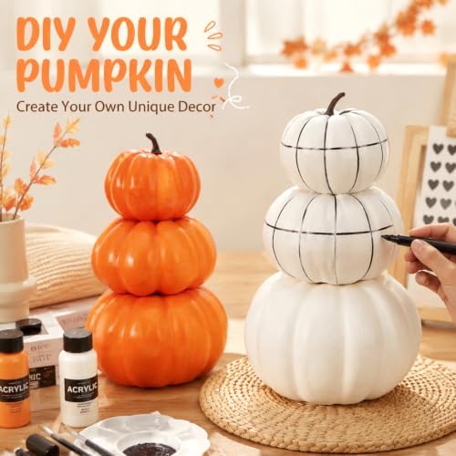 Marsui 2 Set 11.8'' Fall Stacked Pumpkins Decoration - Image 3
