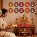 DoubleFill 30 Pack Indian Decorations for Pooja Lotus Candle Holders - Image 5