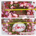 LLZLL Valentines Day Wreath Decor, 22inch Artificial Pink Wreath with Tulip Berry Green Leaf Element, Valentines Wreaths for Front Door Wedding Anniversary Party Candlelight Dinner Decorations - Image 6