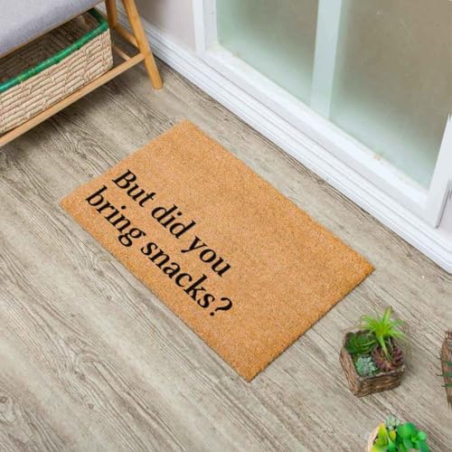 Coir Doormat 'But Did You Bring Snacks' - 23.6 x 15.7 Inch, Water Resistant, Non-Slip, Machine Made, Modern Style - Image 2