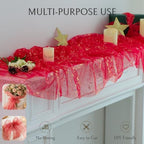 Snowkingdom 6Pcs 10Ft Red Gold Foil Gauze Sheer Table Runner - Image 6
