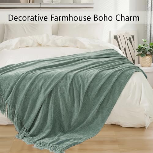 Chenille Throw Blanket for Couch 50" x 60", Sage Green - Image 5