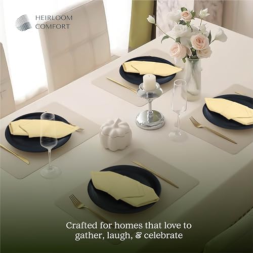 Light Yellow Cloth Dinner Napkins, 12 Pack, 100% Cotton, 17x17 Inches, Soft, Classic Farmhouse Style, Washable, Ideal for Easter Lunch, Weddings, Family Meals, Pale Yellow - Image 7