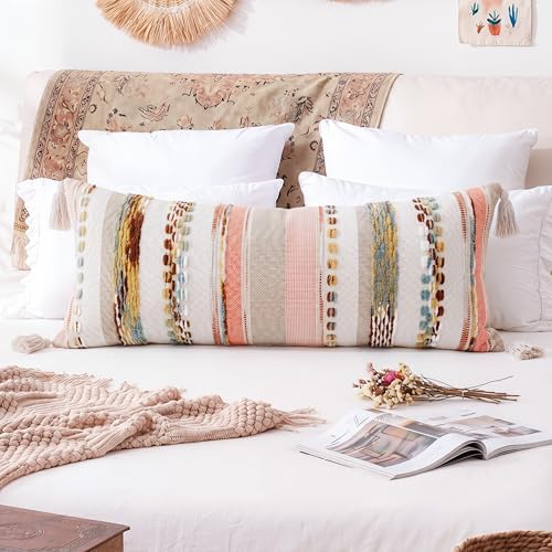PANOD Boho Long Lumbar Throw Pillow Cover 16 x 36 Red Brown, Chenille Morocan Extra Long Pillow Case Cover, Decorative Long Pillow for Bed Couch Sofa Farmhouse - Image 2
