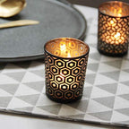 SHMILMH Black Gold Glass Votive Candle Holders Set of 12 - Image 6