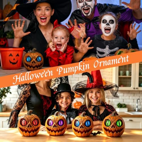Halloween Pumpkin Decor Spooky Pumpkin Figurine Resin Statue, Purple - Image 2