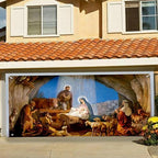 Christmas Garage Door Banner Cover with Rope, Christmas Decorations Set Nativity Scene Backdrop Birthday Decorations Xmas New Year Party Decorations, 6 x 13ft, G - Image 2