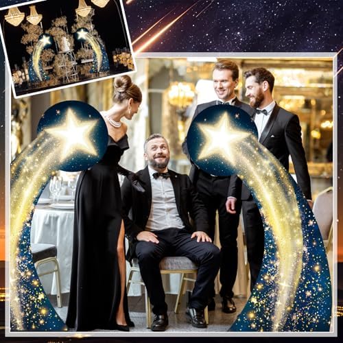 Leinuosen 2 Pcs 5 ft Starry Night Gate Cardboard Stand up Cutout Large Life Size Starry Night Party Decorations Backdrop Prom Party Photo Prop Standup for Movie Magical Events Birthday Homecomings - Image 2