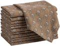 Mindsoft Set of 12 Floral Cloth Napkins Brown Linen Cloth Napkins by Mindsoft