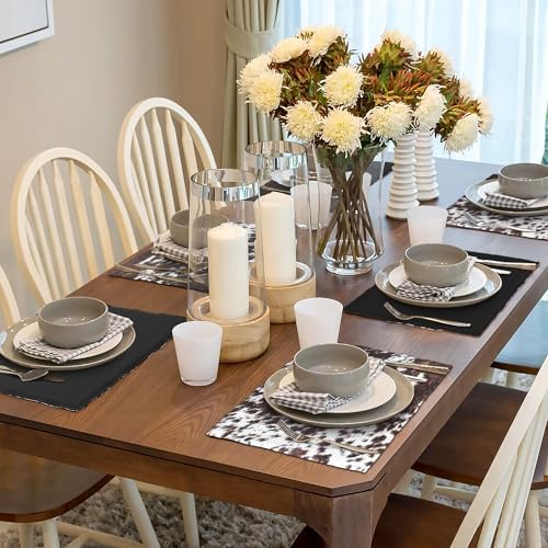 Cowhide Decorative Placemats, Farm Animal Brown Cowhide Print, Heat Resistant, Non-Slip, Washable Set of 6, 12x18 Inches - Image 5
